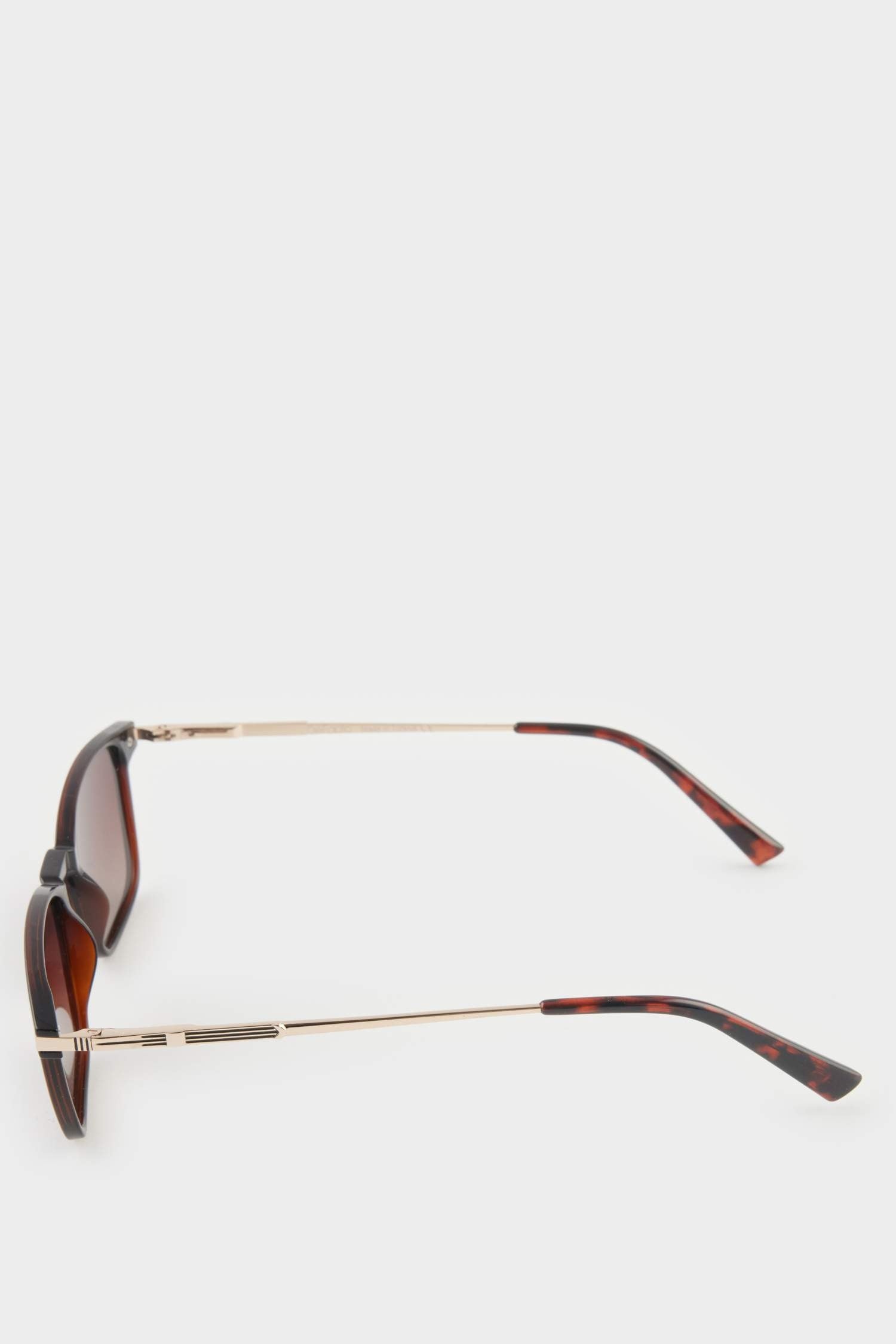 Men's Classic Square Brown Metal Frame Brown Lens Polarized Sunglasses