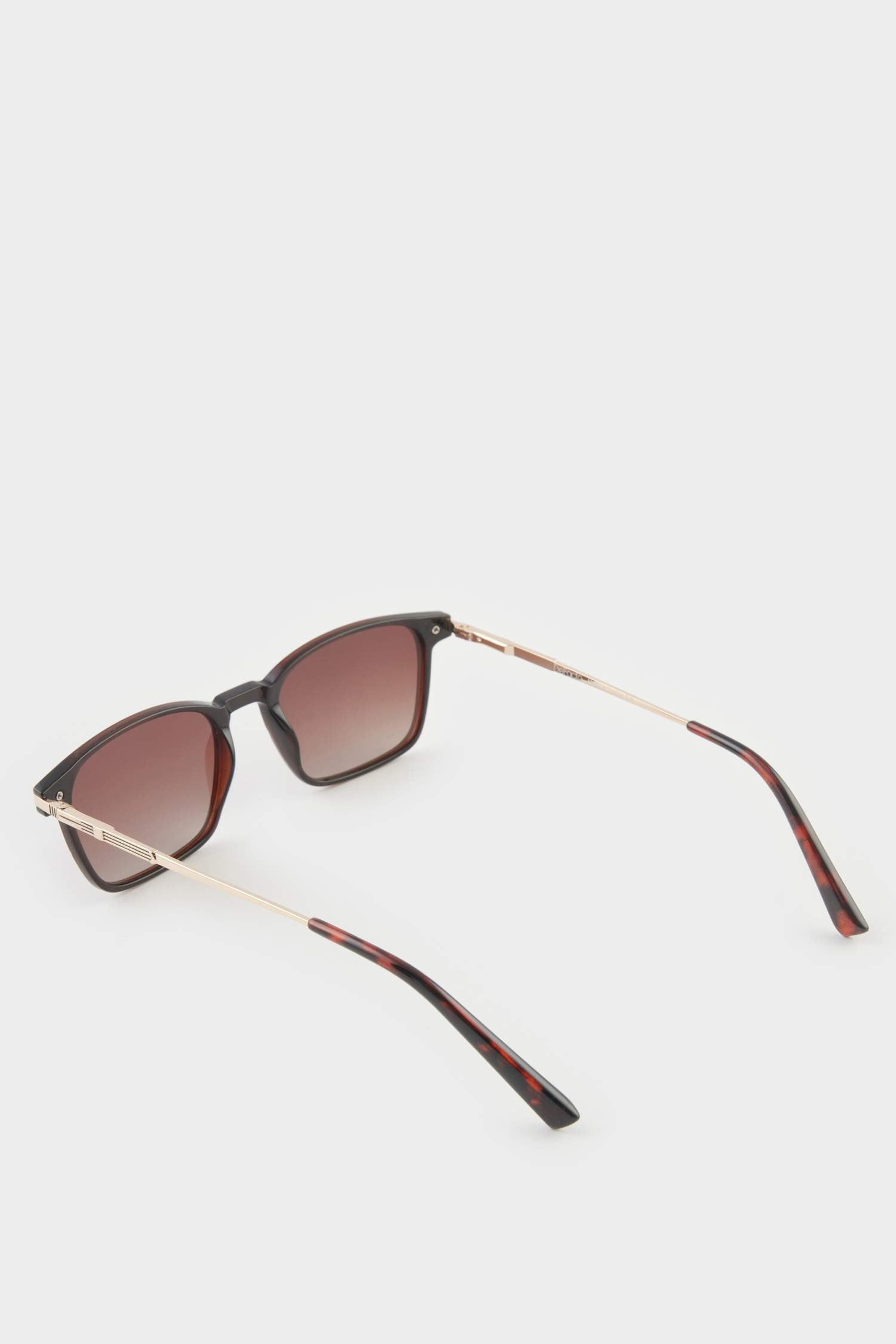 Men's Classic Square Brown Metal Frame Brown Lens Polarized Sunglasses