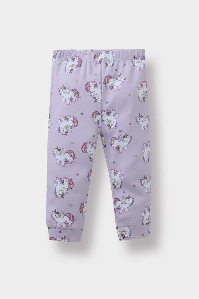 Baby Girl Pajama Set Unicorn Printed Long Sleeve Top and Long Bottoms Main Image