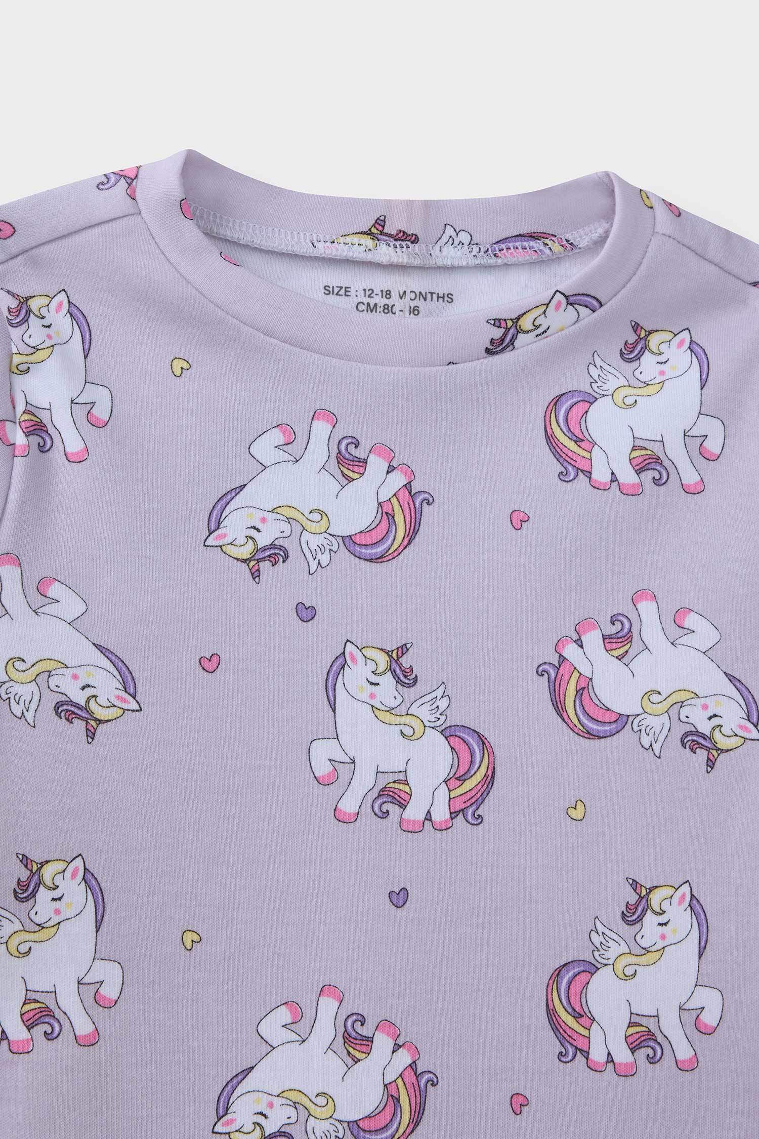 Baby Girl Pajama Set Unicorn Printed Long Sleeve Top and Long Bottoms