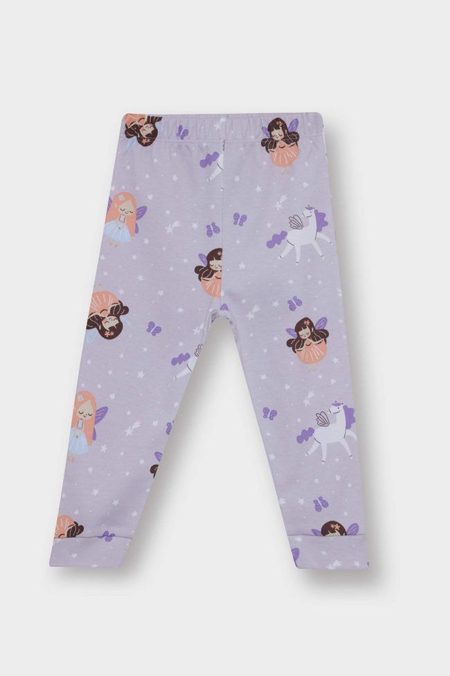 Baby Girl Pajama Set Patterned Long Sleeve Top and Long Bottom Main Image