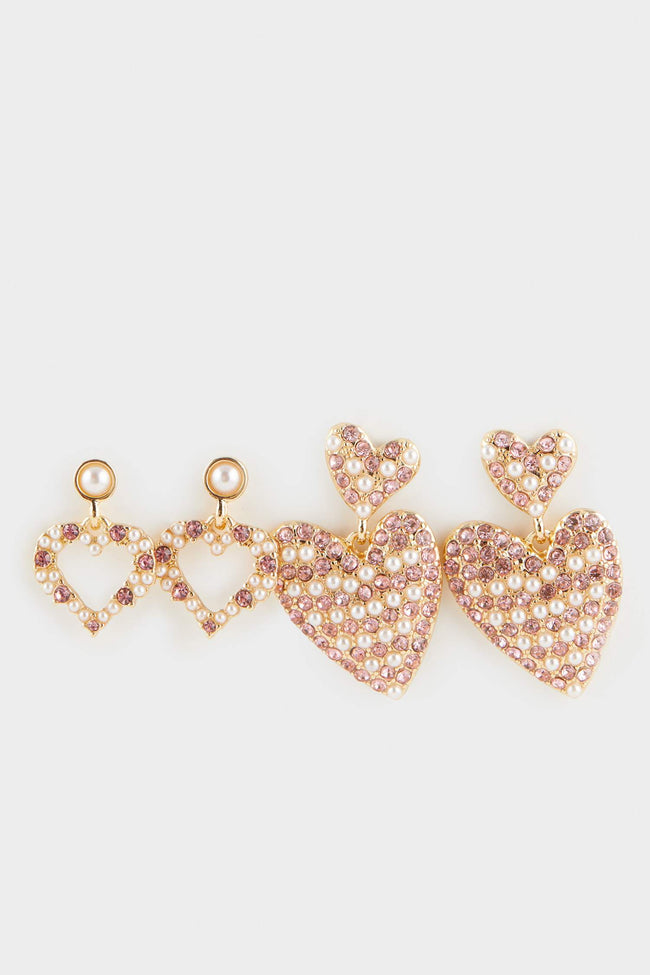 Women 2-Piece Pink Earrings Hover Image