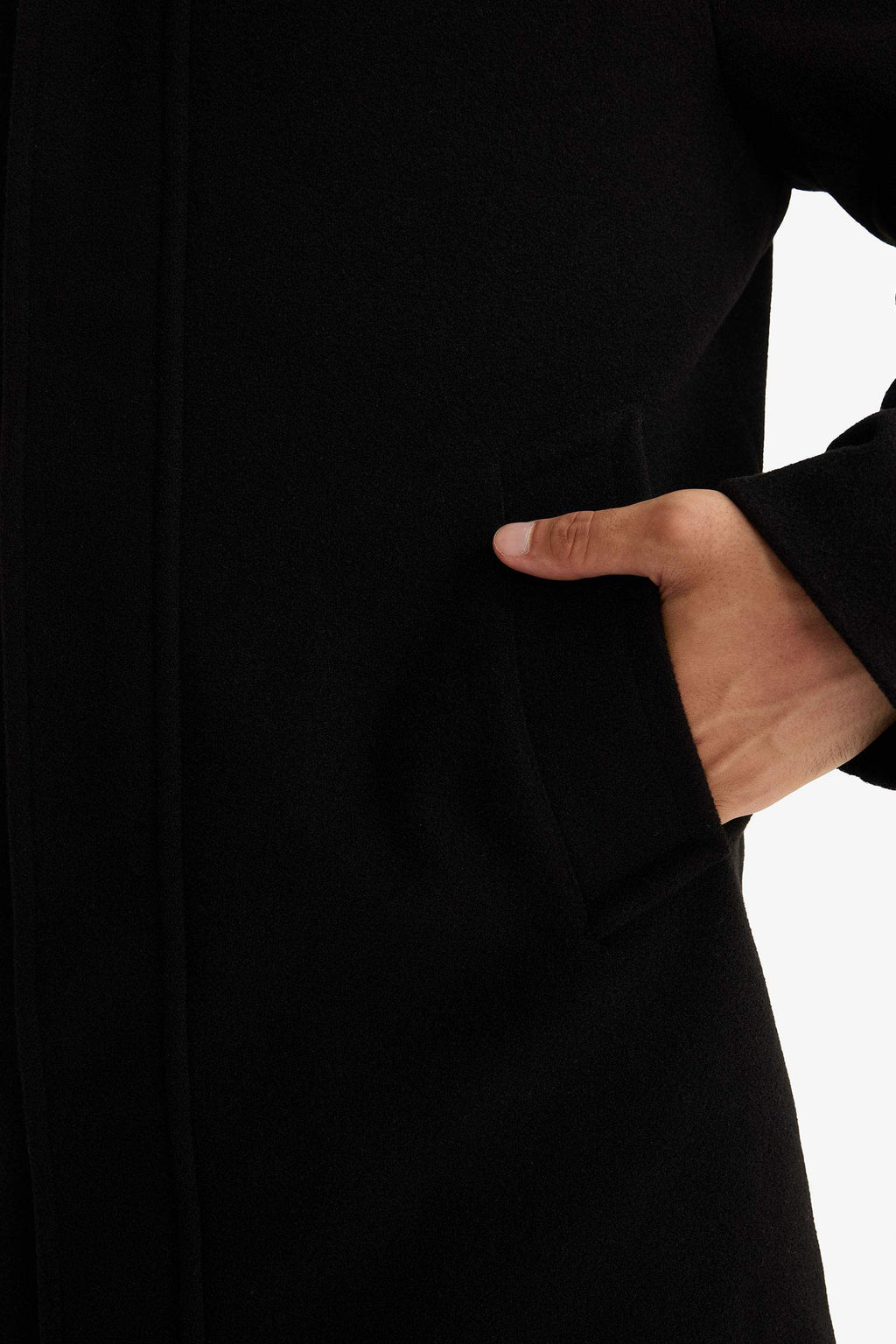 Regular Fit Stand Collar Pocketed Zip-Up Lined Cashmere Parka