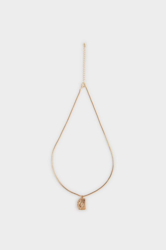 Women Moon Themed Gold Necklace Hover Image