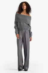 Wide Leg Zip Trousers with Regular Waist and Regular Length