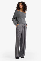 Wide Leg Zip Trousers with Regular Waist and Regular Length