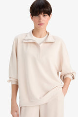 Relax Fit Half Turtleneck Zip-Up Modal Sweatshirt