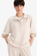 Relax Fit Half Turtleneck Zip-Up Modal Sweatshirt