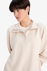 Relax Fit Half Turtleneck Zip-Up Modal Sweatshirt