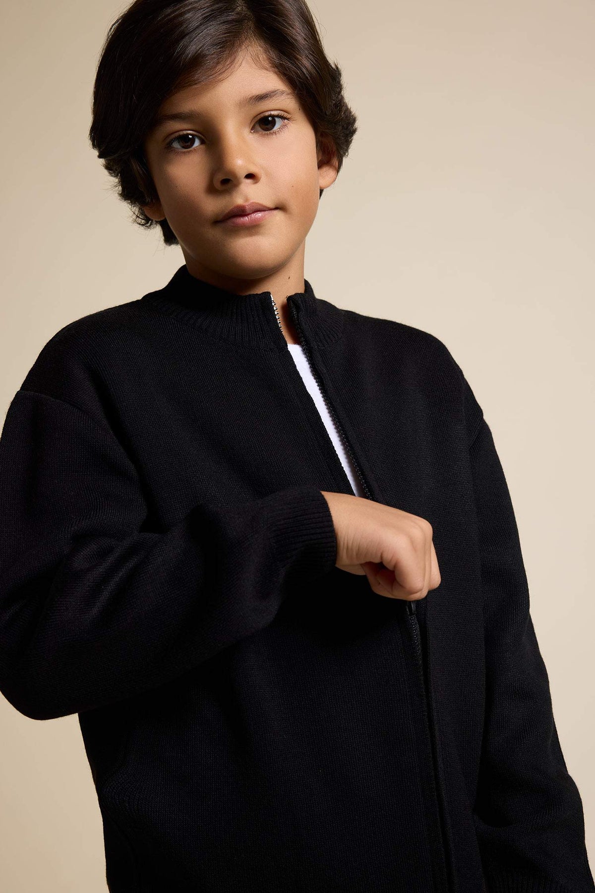 Boys Half Zippered Cardigan