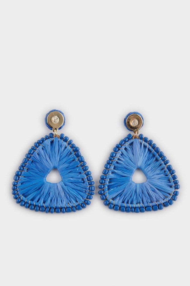 Women Blue Straw Earrings Hover Image