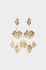 Women Pearl Detailed Dangle Gold Earrings
