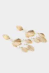 Women Pearl Detailed Dangle Gold Earrings