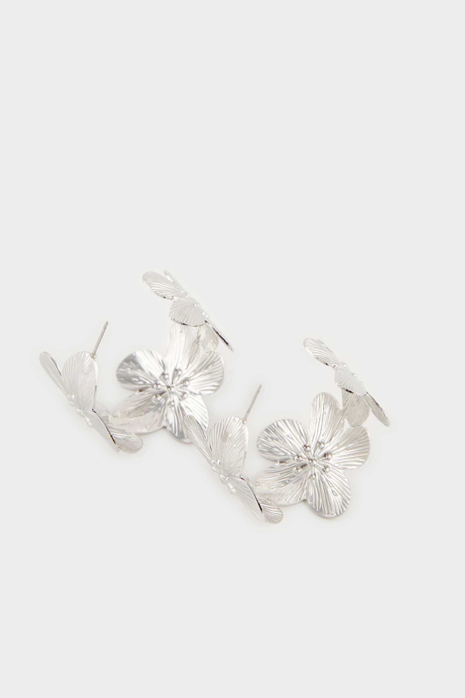 Women Flower Silver Earrings