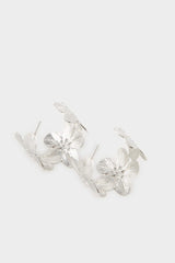 Women Flower Silver Earrings