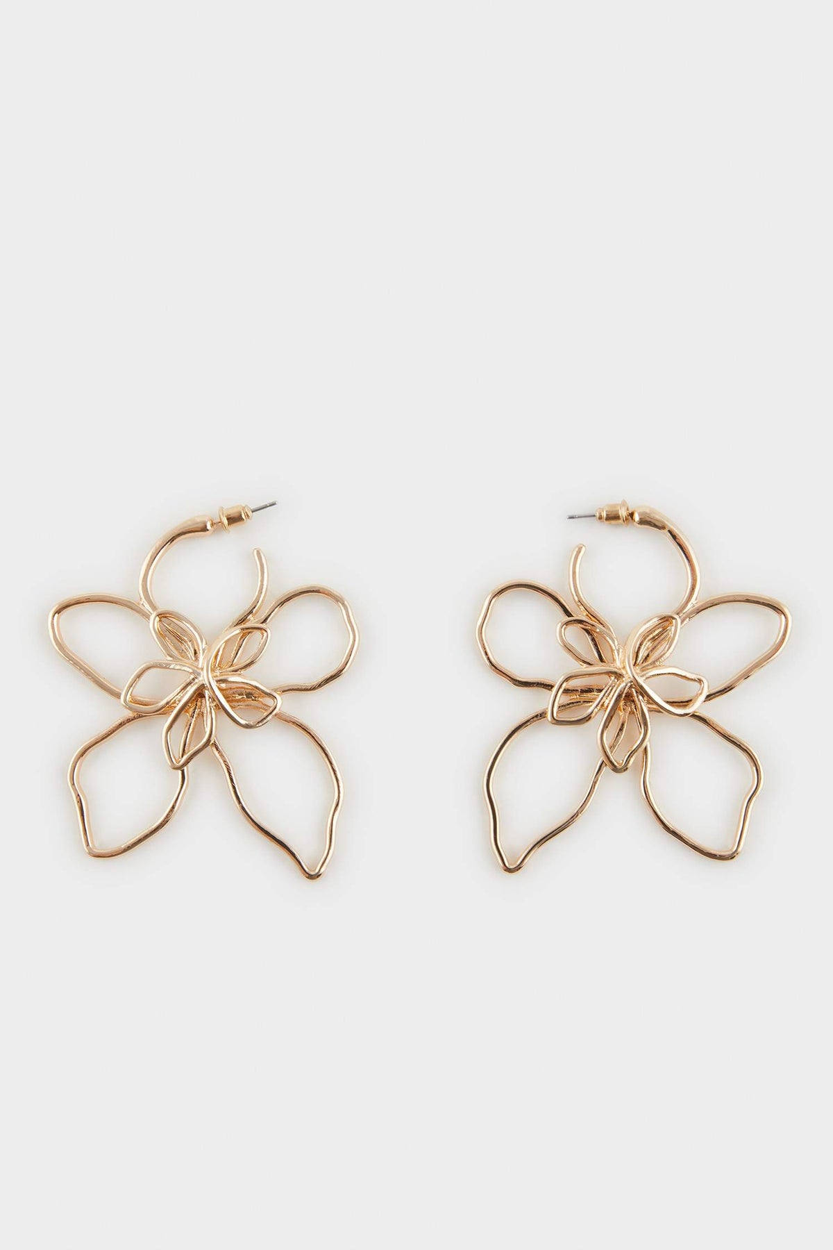 Women Flower Motif Gold Earrings