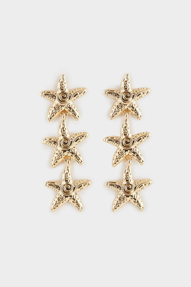 Women Star Gold Earrings Hover Image