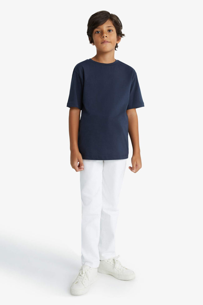 Boys Standard Leg Gabardine White Trousers Hover Image