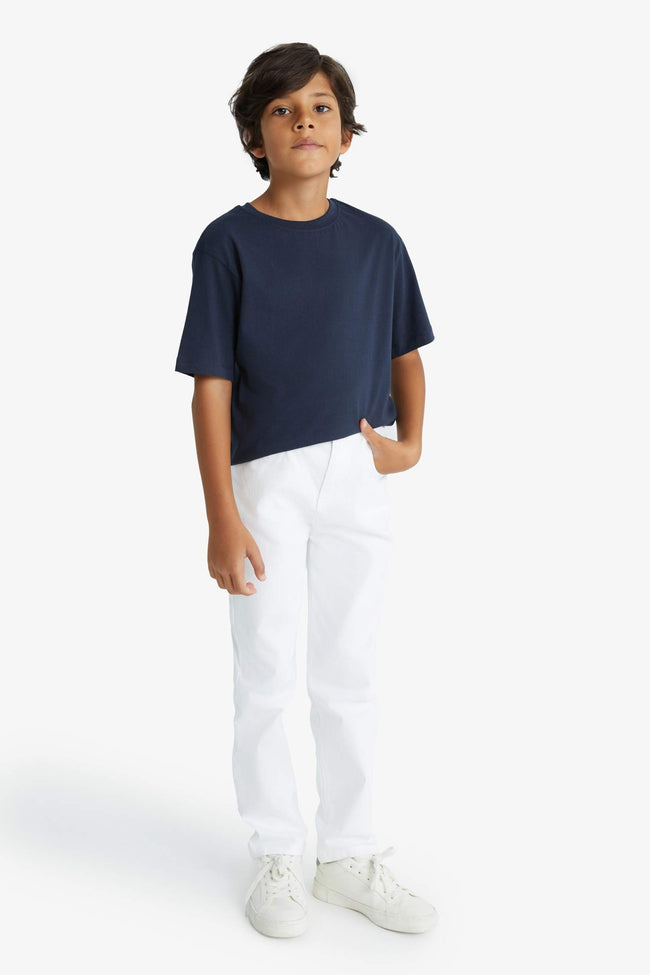 Boys Standard Leg Gabardine White Trousers Main Image