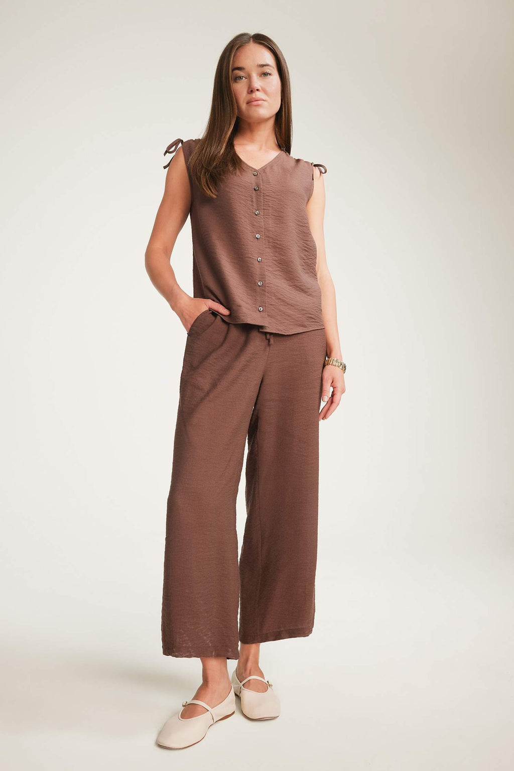 Regular Fit Wide Leg Trousers