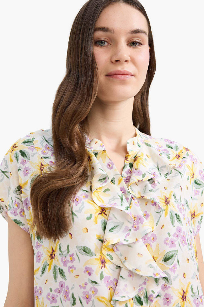 Regular Fit Flap Collar Short Sleeve Shirt Hover Image