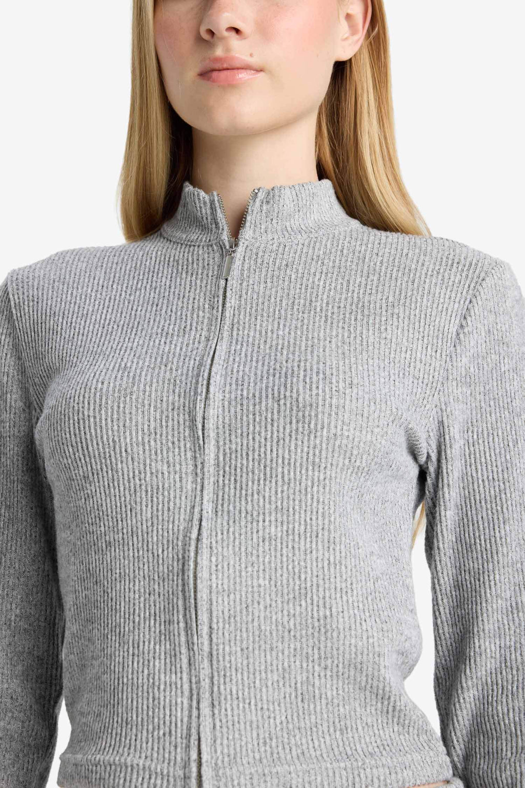 High-Neck Zip-Up Sweatshirt