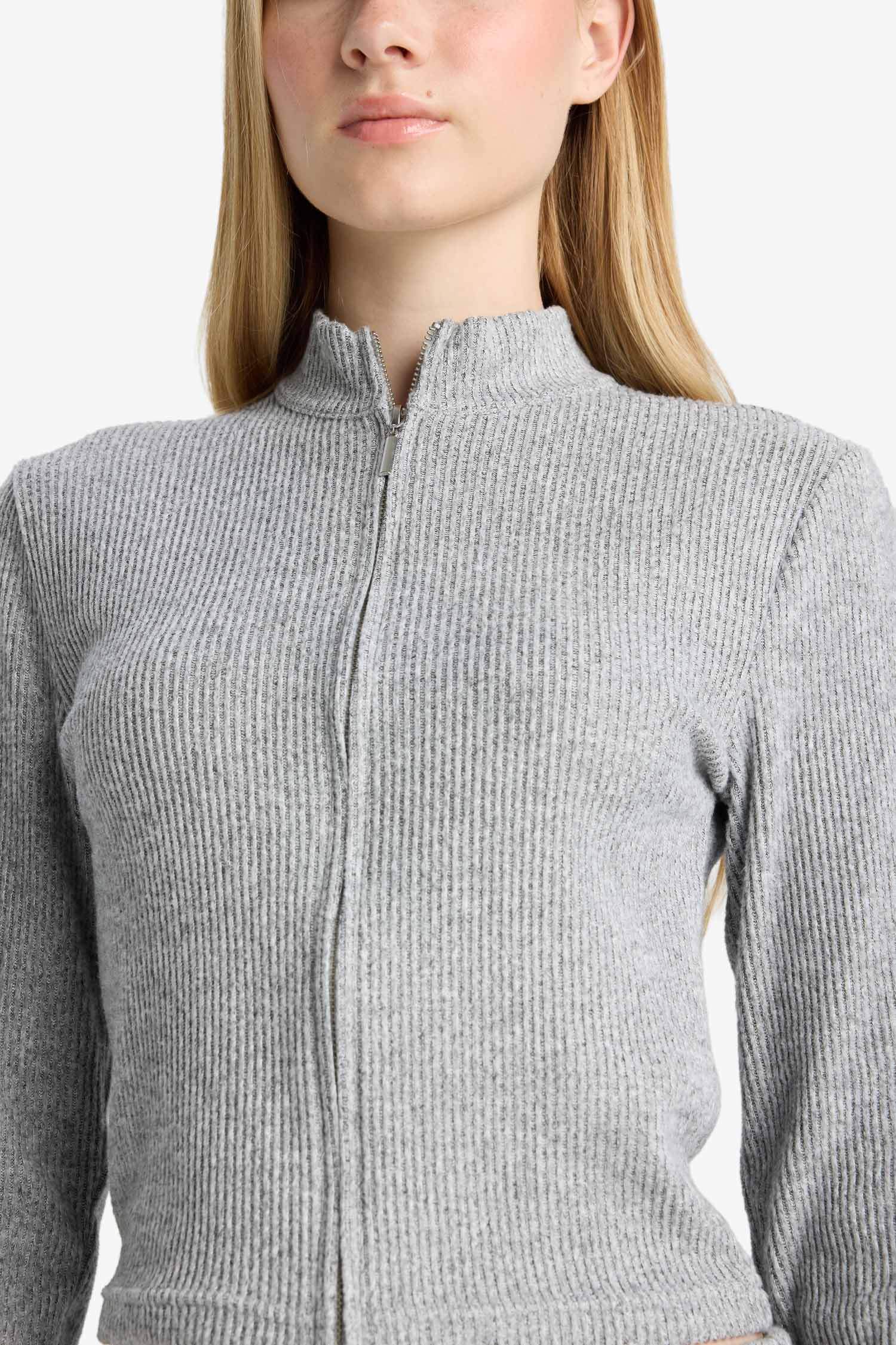 High-Neck Zip-Up Sweatshirt