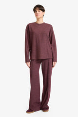 Straight Fit Elastic Waist Wide Leg Trousers