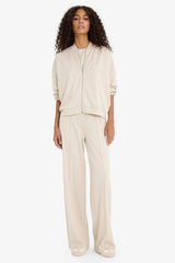 College Collar Zippered Soft Textured Modal Bomber Cardigan