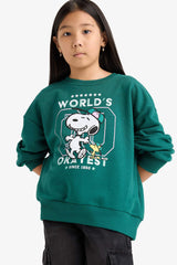 Girls Snoopy Oversize Wide-Mould Crew Neck Sweatshirt