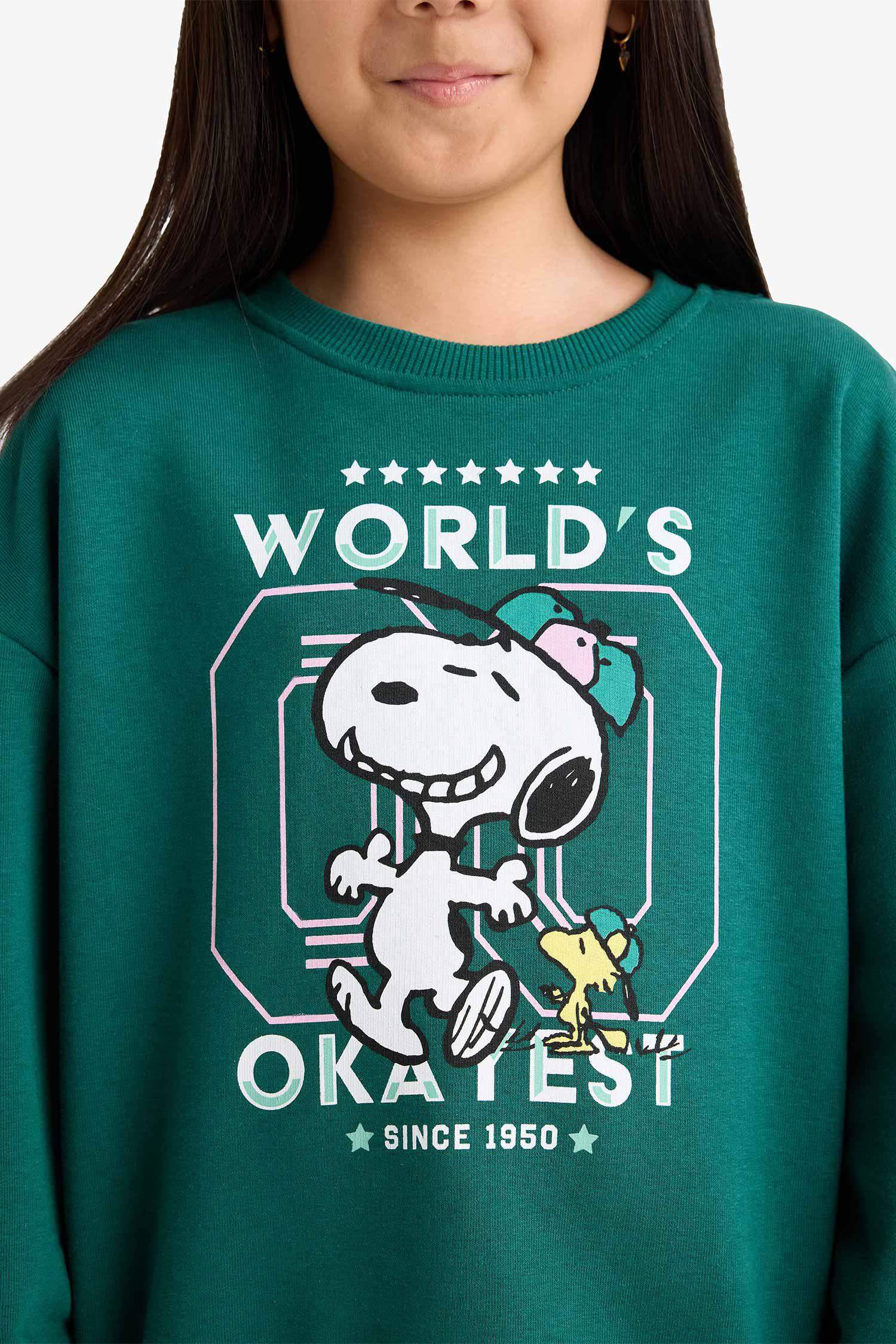 Girls Snoopy Oversize Wide-Mould Crew Neck Sweatshirt