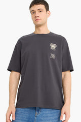 100% Cotton Boxy Fit Relaxed Cut Crew Neck Back Printed Short Sleeve T-Shirt