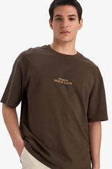 100% Cotton Boxy Fit Crew Neck Back Printed Short Sleeve T-Shirt