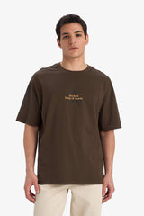 100% Cotton Boxy Fit Crew Neck Back Printed Short Sleeve T-Shirt