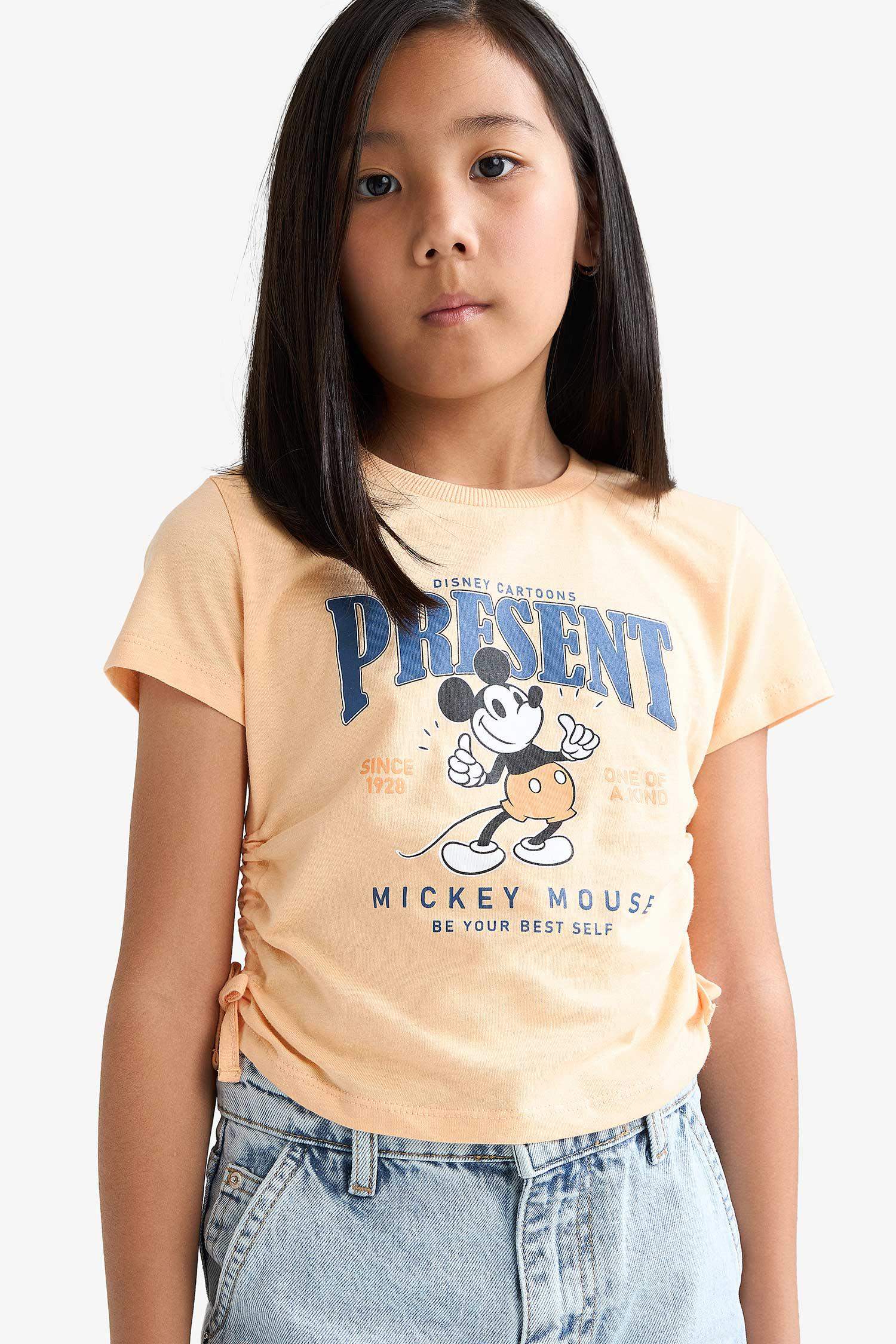 Girls Disney Mickey & Minnie Fitted Crew Neck Short Sleeve T-Shirt