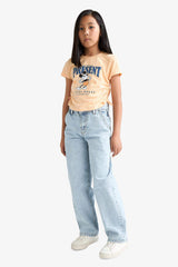 Girls Disney Mickey & Minnie Fitted Crew Neck Short Sleeve T-Shirt