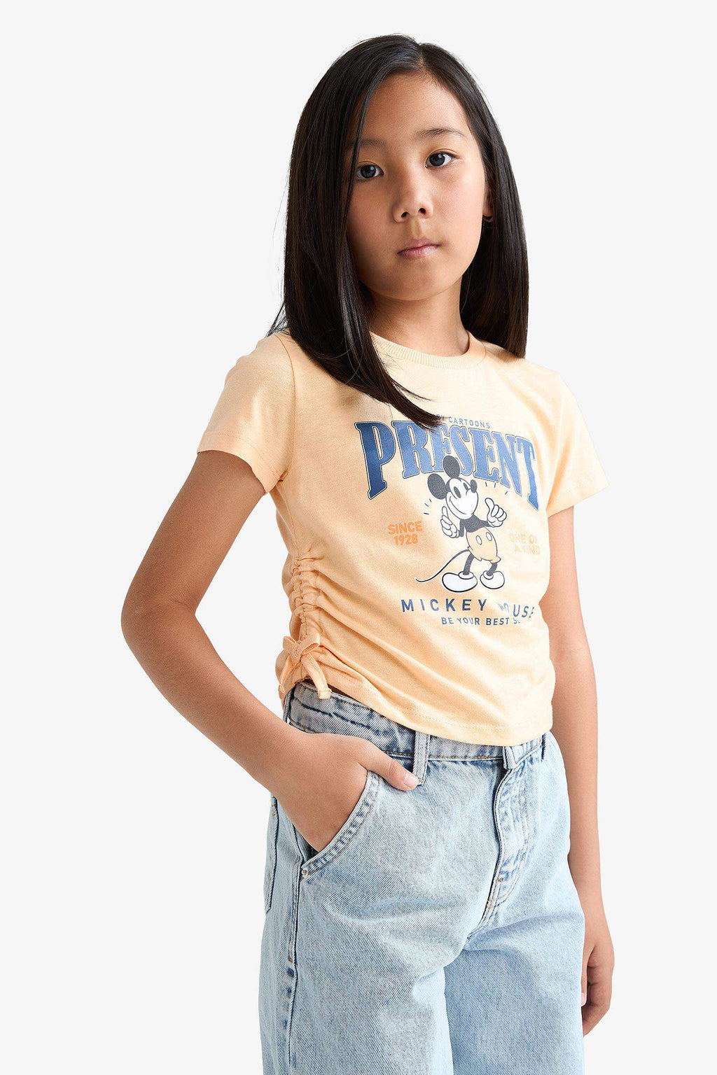 Girls Disney Mickey & Minnie Fitted Crew Neck Short Sleeve T-Shirt