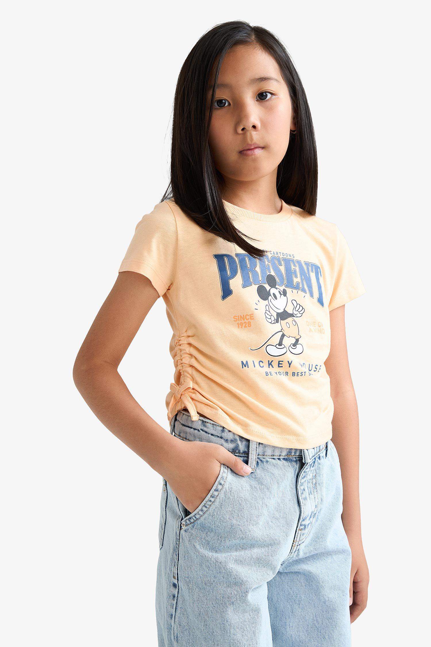 Girls Disney Mickey & Minnie Fitted Crew Neck Short Sleeve T-Shirt