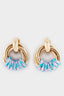 Women Blue Detailed Gold Earrings