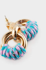 Women Blue Detailed Gold Earrings