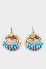 Women Blue Detailed Gold Earrings