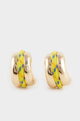 Women's Yellow Rope Detailed Gold Earrings