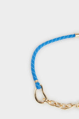 Women Blue Rope Detailed Gold Necklace