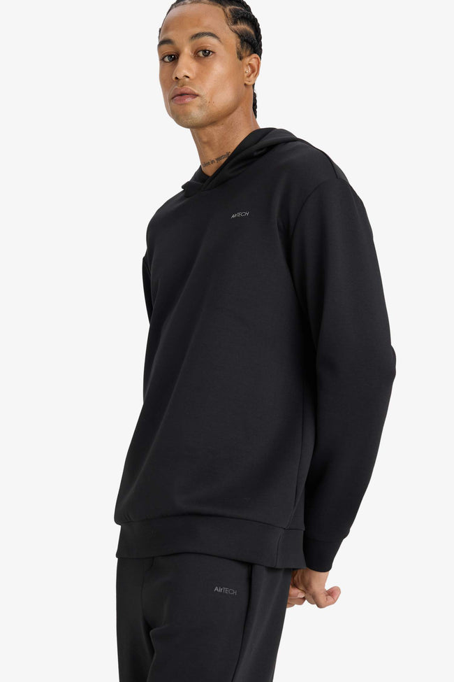 DeFactoFit Standard Fit Hooded Printed Sweatshirt Hover Image