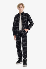 Boys Jogger Fit Camouflage Patterned Gabardine Trousers