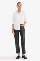 Straight Fit Double Pocket High Waist Midi Trousers