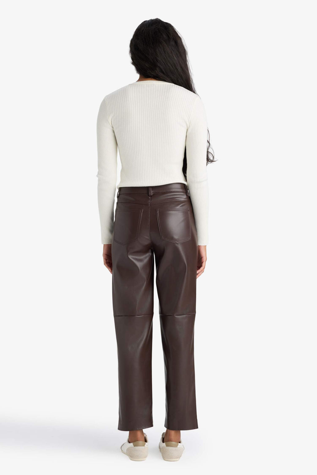 Straight Fit Double Pocket High Waist Midi Trousers