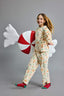 Girls Christmas Themed Pajama Set Velvet Long Sleeve Top and Long Bottoms