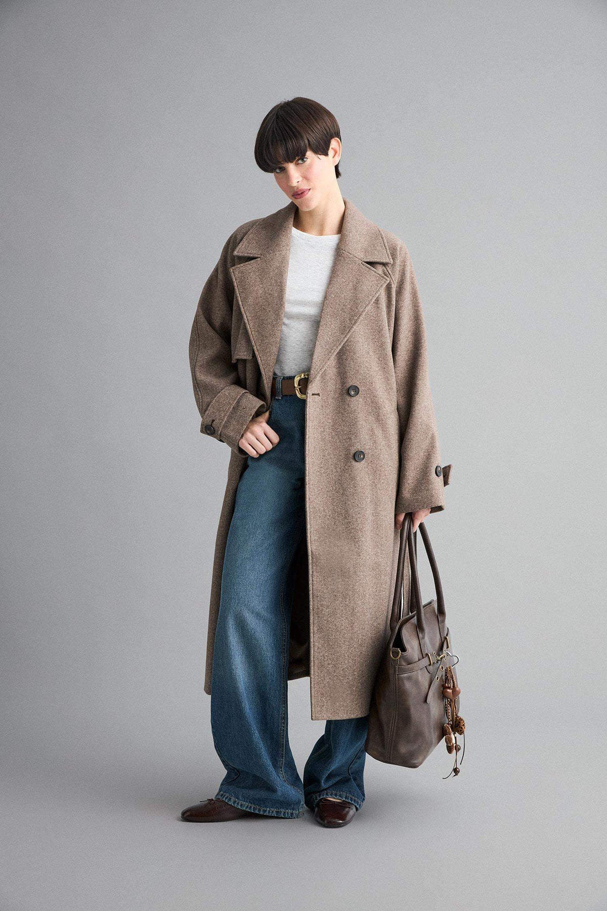 Regular Fit Buttoned Cashmere Long Coat