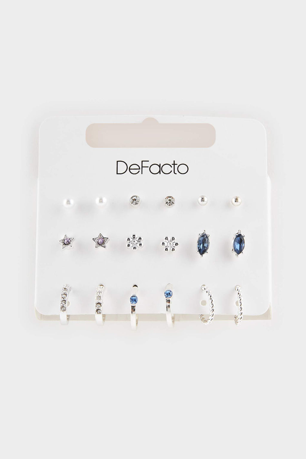 Women 9-Piece Silver Earrings
